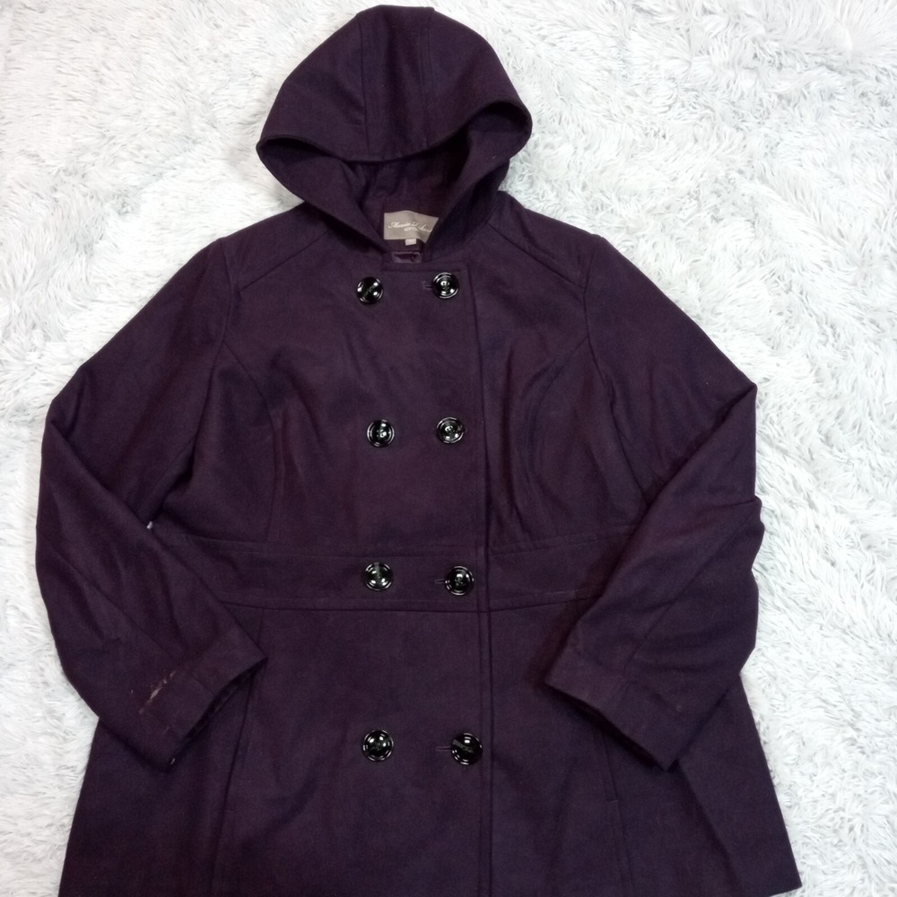 Marvin Richards Womens Coat Jacket Purple Double Breasted Button Front Liner 2X